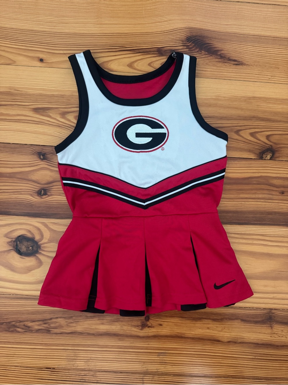 Nike Kids' Red & White Georgia Bulldog Cheer Dress with Team G Logo 2T